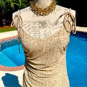 Kendall & Kylie nude leopard mesh coverup dress
